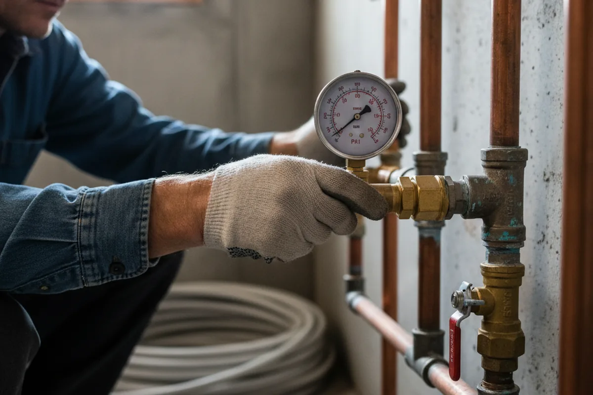 Pressure testing a repaired line during Water Line Repair in Millheim